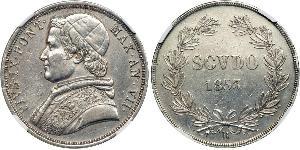 1 Scudo États pontificaux (752-1870)  Pie IX (1792- 1878)