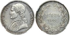 1 Scudo États pontificaux (752-1870)  Pie IX (1792- 1878)