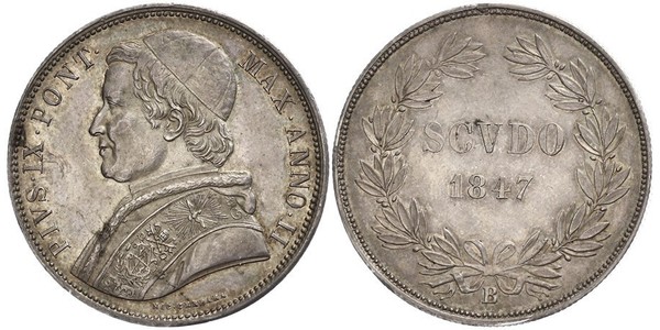 1 Scudo États pontificaux (752-1870)  Pie IX (1792- 1878)