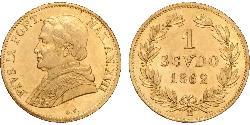 1 Scudo 教皇国 (754 - 1870) 金 Pope Pius IX (1792- 1878)
