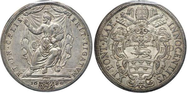 1 Scudo 教皇国 (754 - 1870) 銀 Pope Innocent XI  (1611-1689)