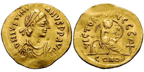 1 Semissis Byzantinisches Reich (330-1453) Gold Justinian I (482-565)