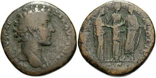 1 Sestertius Roman Empire (27BC-395) Bronze Marcus Aurelius (121-180)