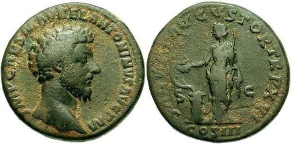 1 Sestertius 羅馬帝國 青铜 Marcus Aurelius (121-180)