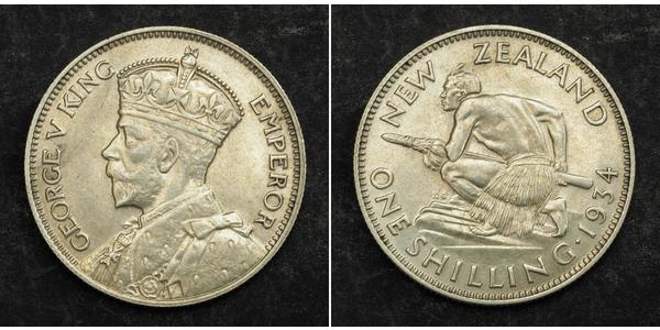 1 Shilling Nouvelle-Zélande Argent George V (1865-1936)