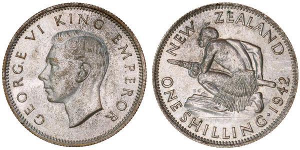 1 Shilling Nuova Zelanda Argento Giorgio VI (1895-1952)