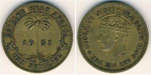 1 Shilling África Occidental Británica (1780 - 1960) Latón Jorge VI (1895-1952)