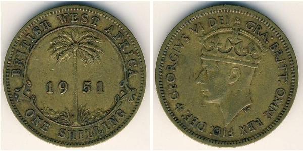 1 Shilling África Occidental Británica (1780 - 1960) Latón Jorge VI (1895-1952)