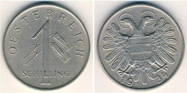 1 Shilling Federal State of Austria (1934-1938) Níquel/Cobre 
