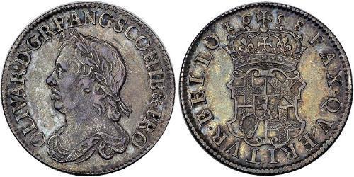 1 Shilling Mancomunidad de Inglaterra (1649-1660) Plata Oliver Cromwell (1599 - 1658)