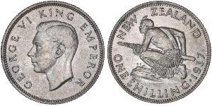 1 Shilling Nueva Zelanda Plata Jorge VI (1895-1952)