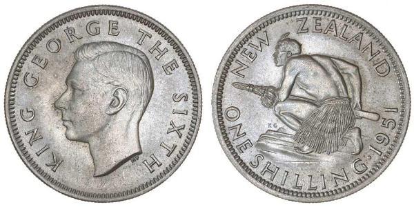 1 Shilling Nueva Zelanda Plata Jorge VI (1895-1952)