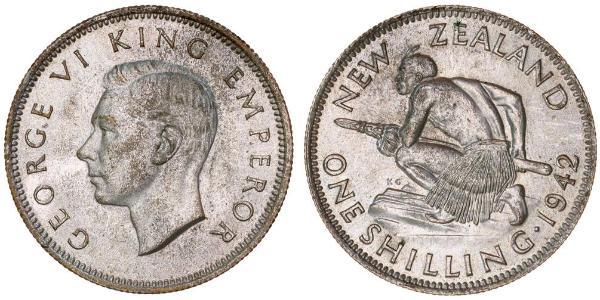 1 Shilling Nueva Zelanda Plata Jorge VI (1895-1952)