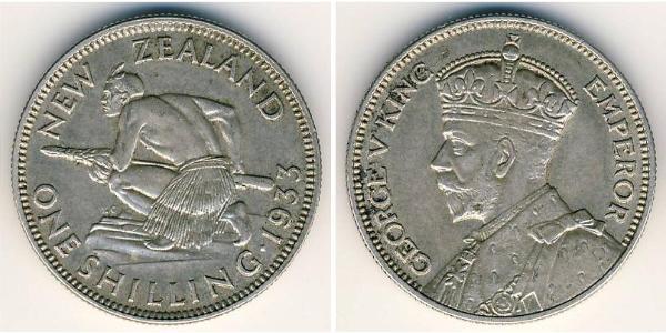 1 Shilling Nueva Zelanda Plata Jorge V (1865-1936)