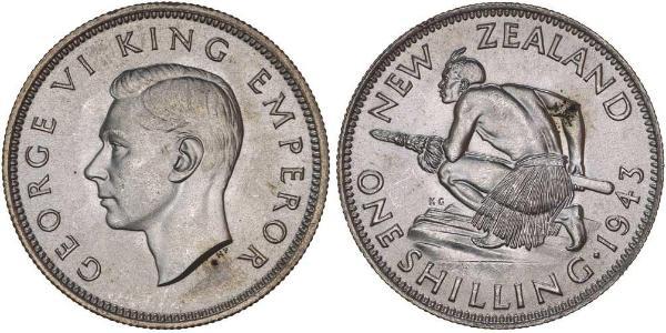 1 Shilling Nueva Zelanda Plata Jorge VI (1895-1952)
