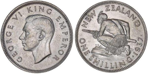 1 Shilling Nueva Zelanda Plata Jorge VI (1895-1952)