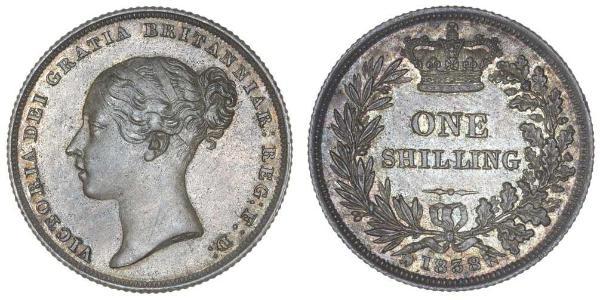 1 Shilling Reino Unido de Gran Bretaña e Irlanda (1801-1922) Plata Victoria (1819 - 1901)