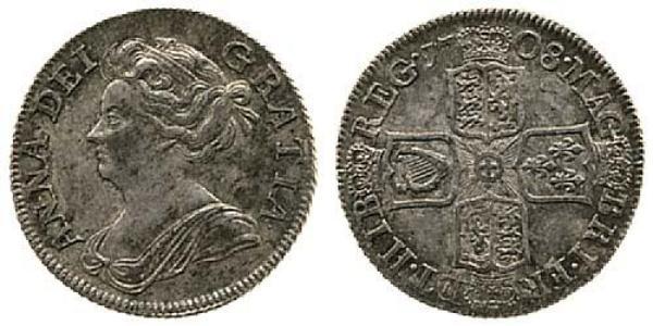 1 Shilling Reino de Gran Bretaña (1707-1801) Plata Ana de Gran Bretaña(1665-1714)