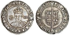 1 Shilling Reino de Inglaterra (927-1649,1660-1707) Plata Eduardo VI  (1537-1553)