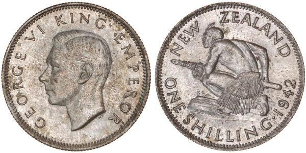 1 Shilling Neuseeland Silber Georg VI (1895-1952)