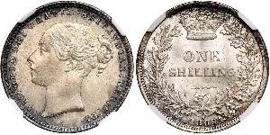 1 Shilling Vereinigtes Königreich von Großbritannien und Irland (1801-1922) Silber Victoria (1819 - 1901)