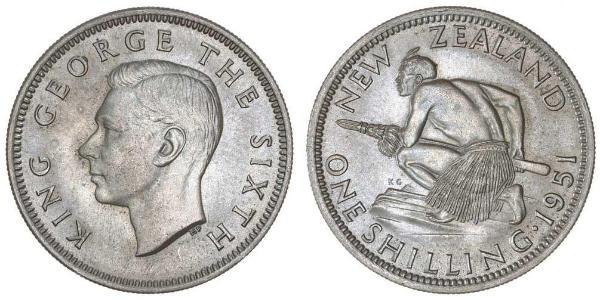 1 Shilling New Zealand Silver George VI (1895-1952)