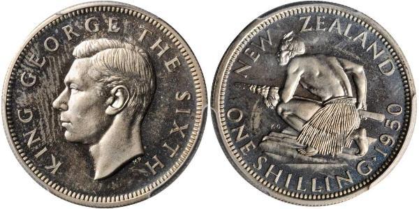 1 Shilling New Zealand Silver George VI (1895-1952)