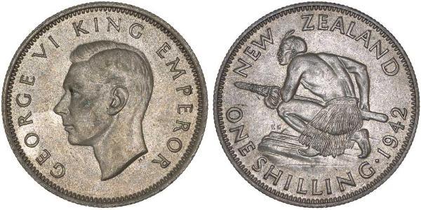 1 Shilling New Zealand Silver George VI (1895-1952)