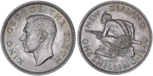 1 Shilling New Zealand Silver George VI (1895-1952)