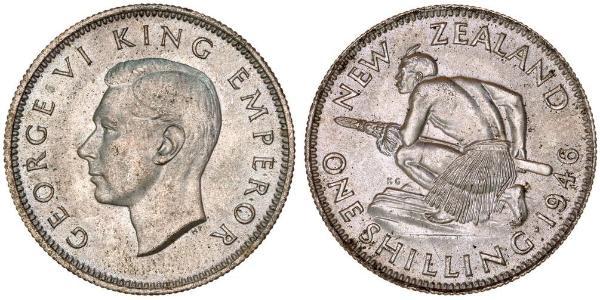 1 Shilling New Zealand Silver George VI (1895-1952)