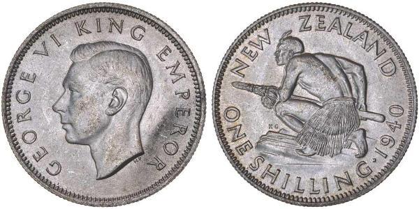 1 Shilling New Zealand Silver George VI (1895-1952)