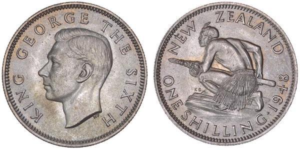 1 Shilling New Zealand Silver George VI (1895-1952)