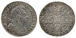 1 Shilling 大不列顛王國 (1707 - 1800) 銀 乔治一世 (大不列颠) (1660 - 1727)