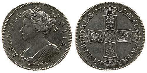 1 Shilling 大不列顛王國 (1707 - 1800) 銀 安妮 (英国女王) (1665-1714)