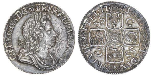1 Shilling 大不列顛王國 (1707 - 1800) 銀 乔治一世 (大不列颠) (1660 - 1727)
