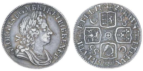 1 Shilling 大不列顛王國 (1707 - 1800) 銀 乔治一世 (大不列颠) (1660 - 1727)