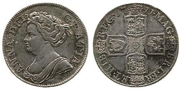 1 Shilling 大不列顛王國 (1707 - 1800) 銀 安妮 (英国女王) (1665-1714)