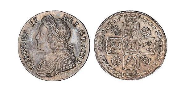 1 Shilling 大不列顛王國 (1707 - 1800) 銀 乔治二世 (大不列颠) (1683 - 1760)