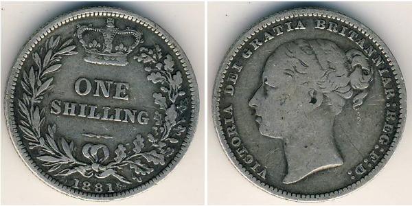 1 Shilling 大不列颠及爱尔兰联合王国 (1801 - 1922) 銀 维多利亚 (英国君主)