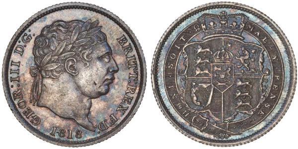 1 Shilling 大不列颠及爱尔兰联合王国 (1801 - 1922) 銀 喬治三世 (1738-1820)