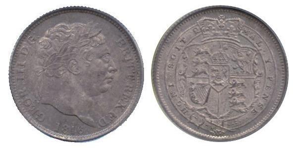 1 Shilling 大不列颠及爱尔兰联合王国 (1801 - 1922) 銀 喬治三世 (1738-1820)