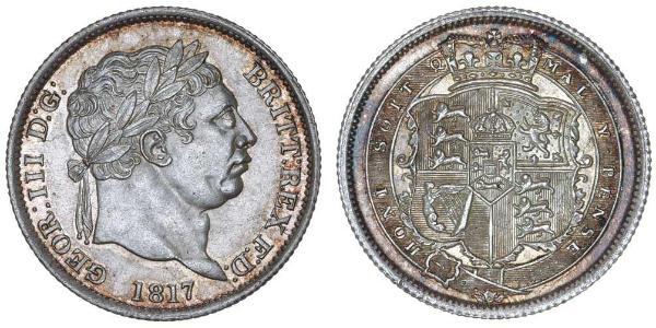 1 Shilling 大不列颠及爱尔兰联合王国 (1801 - 1922) 銀 喬治三世 (1738-1820)