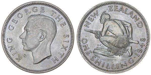 1 Shilling 新西兰 銀 乔治六世 (1895-1952)