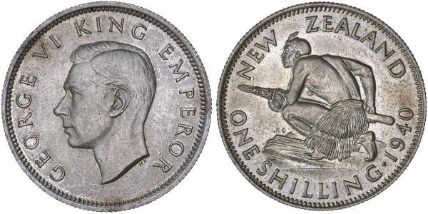 1 Shilling 新西兰 銀 乔治六世 (1895-1952)