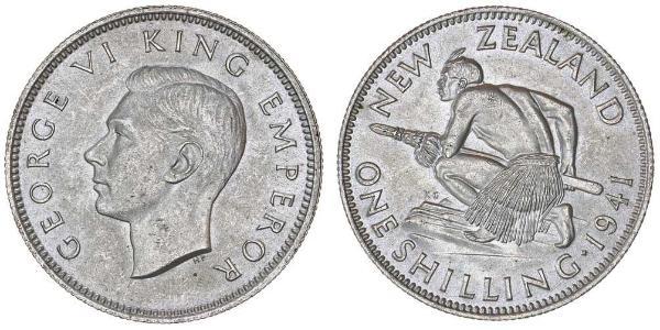 1 Shilling 新西兰 銀 乔治六世 (1895-1952)