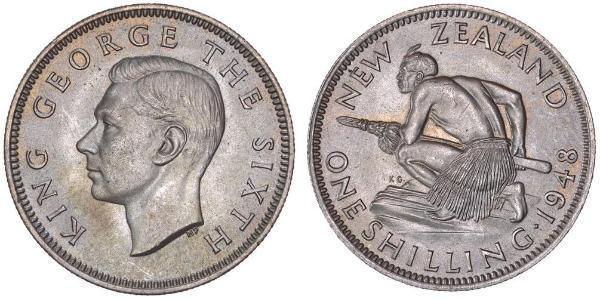 1 Shilling 新西兰 銀 乔治六世 (1895-1952)