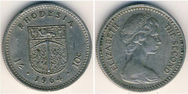 1 Shilling / 10 Cent Southern Rhodesia (1923-1980) Copper/Nickel Elizabeth II (1926-2022)