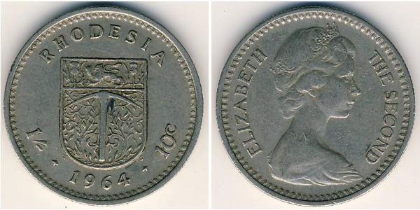 1 Shilling / 10 Cent Rodesia (1965 - 1979) Níquel/Cobre Isabel II (1926-2022)