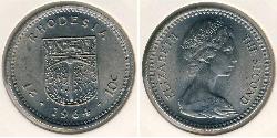 1 Shilling / 10 Cent Southern Rhodesia (1923-1980) Níquel/Cobre Isabel II (1926-2022)