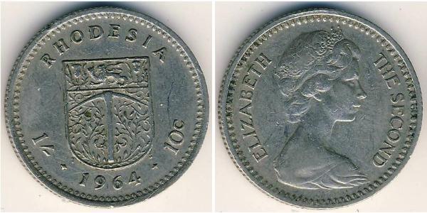 1 Shilling / 10 Cent Southern Rhodesia (1923-1980) Rame/Nichel Elisabetta II (1926-2022)